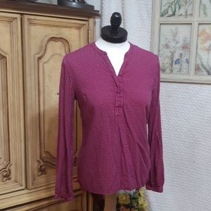 Womens Shirt Tommy Hilfiger Sz Med Poke a dot blouse long sleeve b11 SUPER CUTE